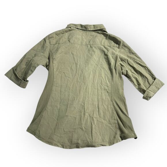 Standard James Perse Button Down Shirt Women's Size 3 / Large Olive Green Top - Picture 2 of 8